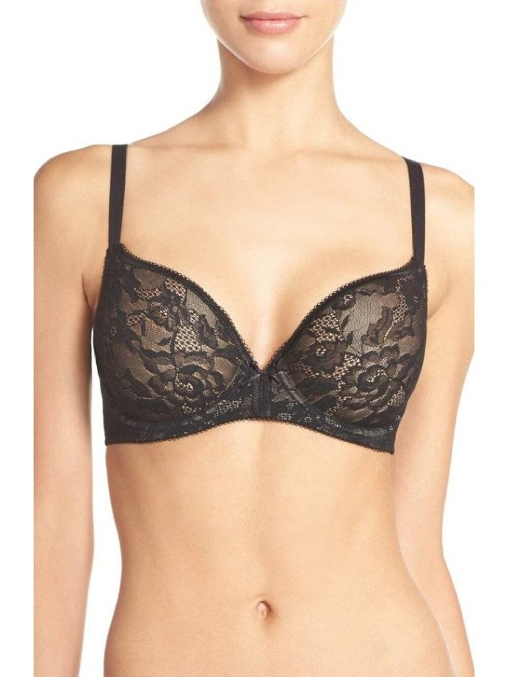🆕WACOAL Lace Finesse Underwire T-Shirt Bra Black #853201 36D